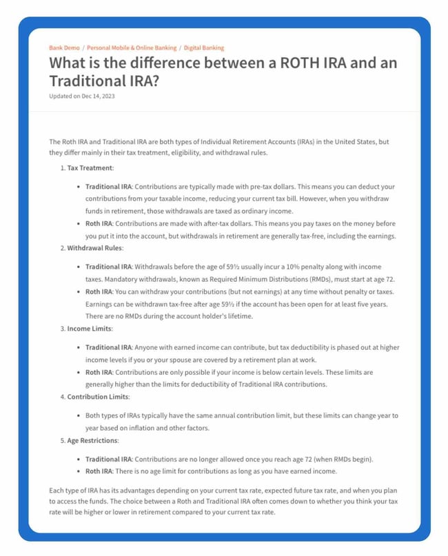 SOP example of a foundational article of a Roth vs. traditional IRA