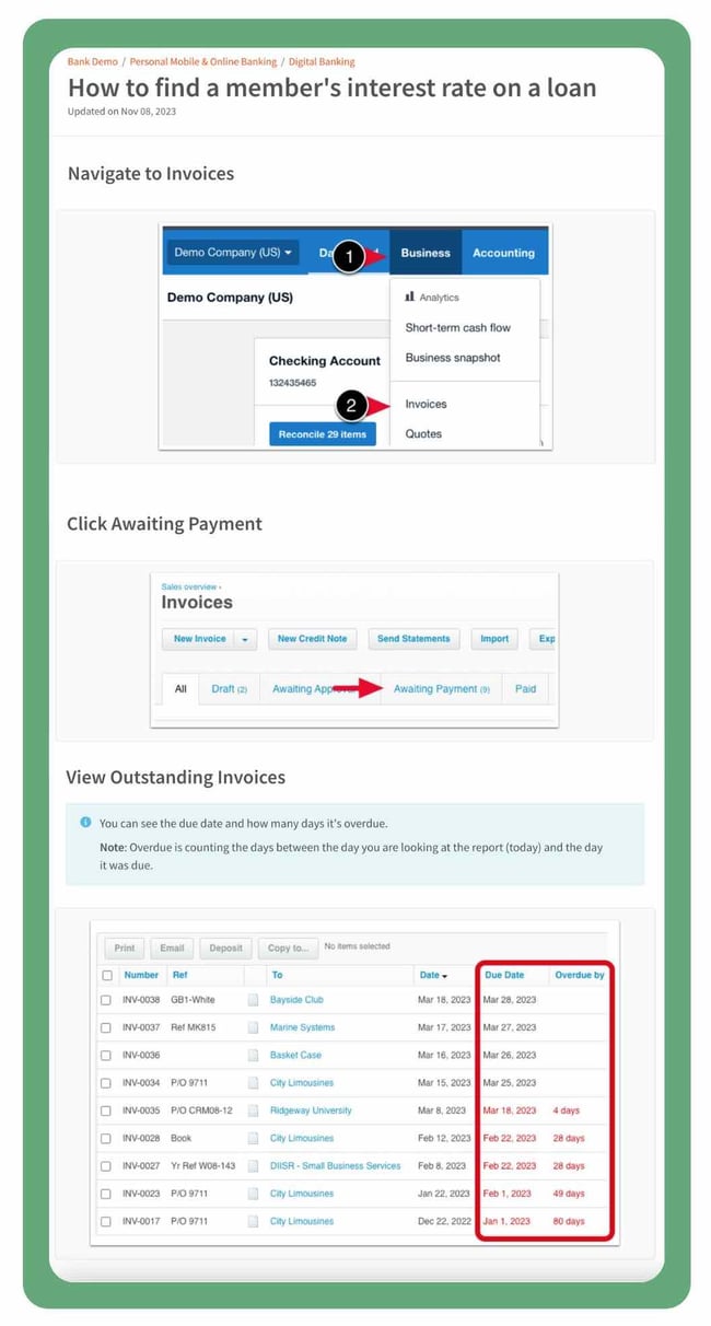 How-to SOP example for finding a member's interest rate on their loan