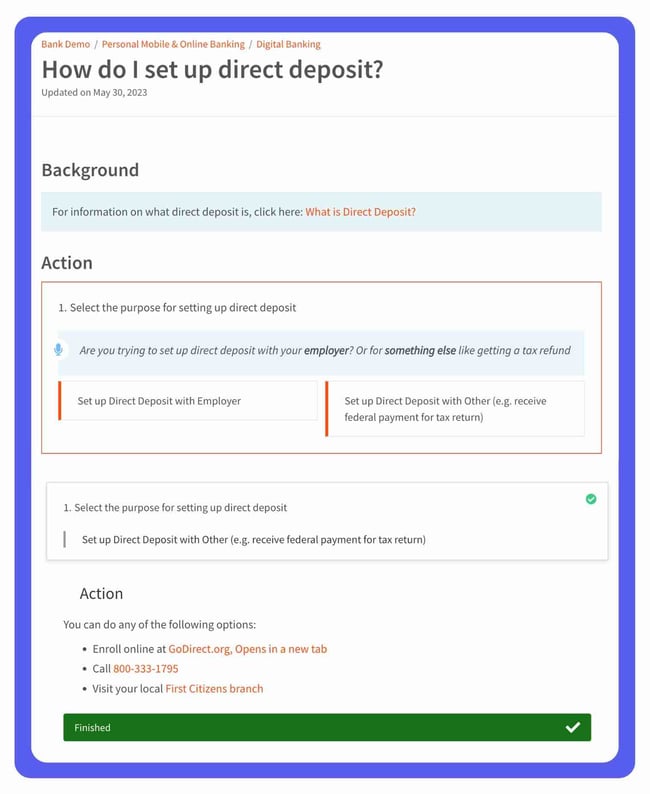 Standard Operating Procedure for setting up a direct deposit