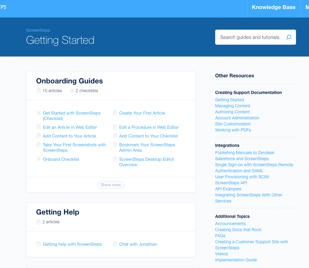 Onboarding guides example