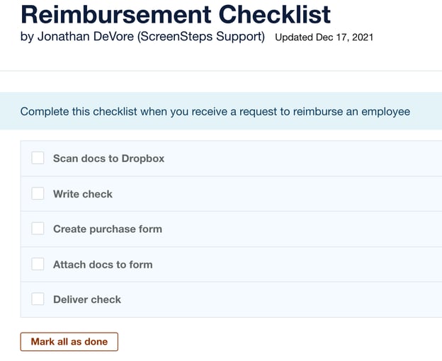 Checklist SOP example