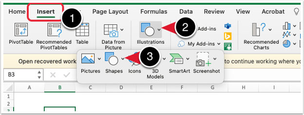 Excel flowchart shape options
