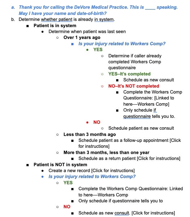 Intake Script Example