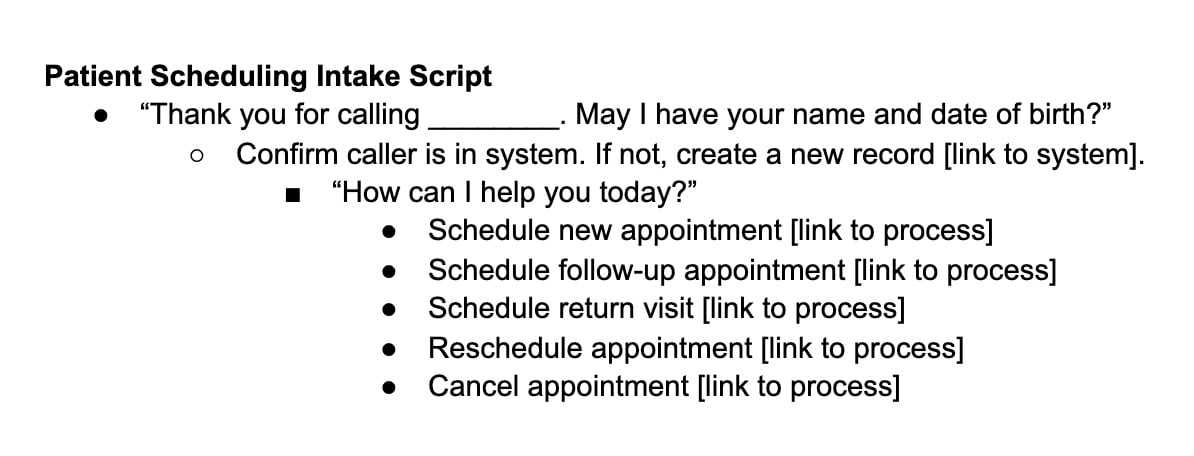 Intake Script-Scheduling Patients