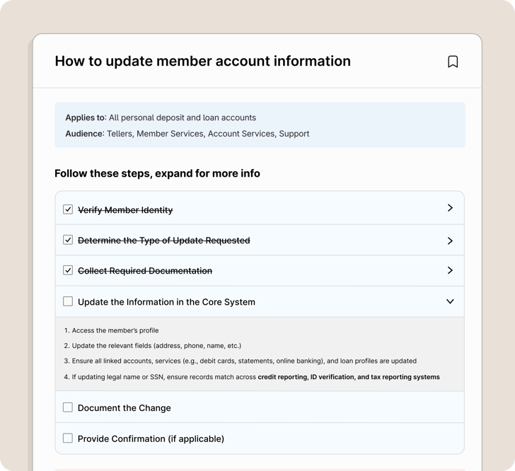 Example of a usable SOP for updating member account information